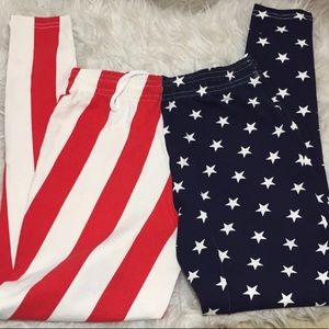 USA America 4th of July Leggings Star Stripe flag